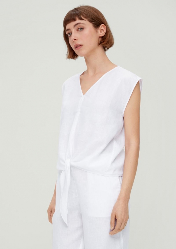 s.Oliver Bluse mit Knoten-Detail - weiß
