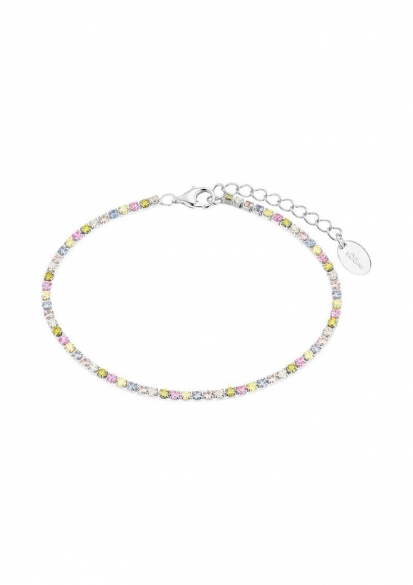 s.Oliver Tennisarmband mit bunten Zirkoniasteinen - silber