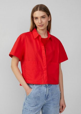 s.Oliver Verkürzte Hemdbluse im Relaxed Fit mit aufgesetzten Taschen - rot