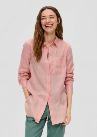s.Oliver Lange Bluse aus Leinen - hellorange