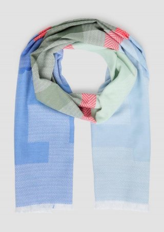 s.Oliver Jacquard-Tuch mit Love-Schriftzug - hellblau