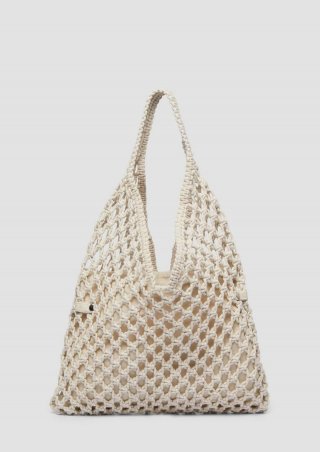 s.Oliver Baumwolltasche in Häkel-Optik - helles beige