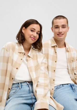 s.Oliver Kariertes Hemd aus Baumwolle - beige