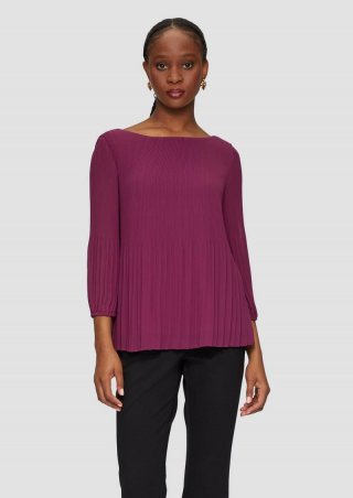 s.Oliver Plissierte Chiffonbluse - fuchsia
