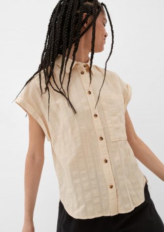s.Oliver Oversize-Bluse aus Baumwolle - helles sand