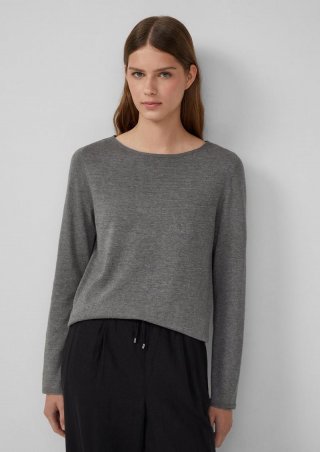 s.Oliver Weicher Feinstrickpullover mit Rollkanten - graphit