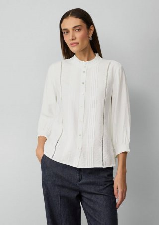 s.Oliver Bluse mit Rüschenkragen und Biesenfalten - ecru