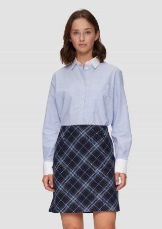 s.Oliver Hemdbluse aus Baumwolle mit Kontrast-Details - himmelblau