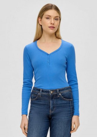 s.Oliver Rippshirt mit Knopfleiste - royalblau