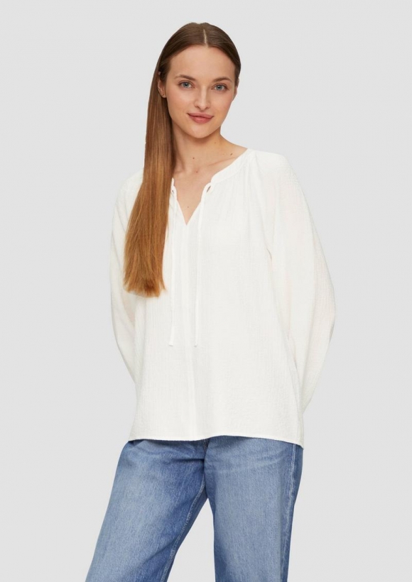 s.Oliver Strukturierte Bluse mit Raffdetails - creme