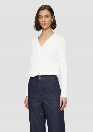 s.Oliver Satin-Blusenshirt mit Blende - ecru