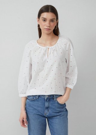s.Oliver Bluse mit Lochstickerei - weiß