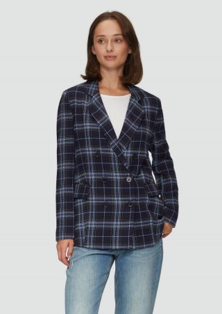 s.Oliver Langer Twillblazer mit Karomuster - navy