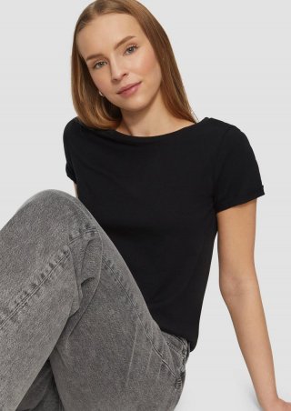 s.Oliver Jerseyshirt mit Crew Neck - schwarz