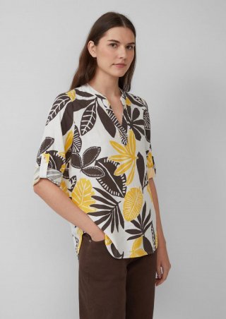 s.Oliver Bluse aus Leinenmix mit 3/4-Ärmeln - creme