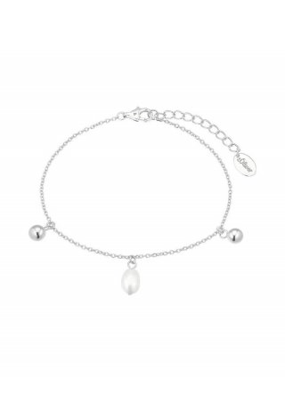 s.Oliver Silberarmband mit Perlenanhängern - silber