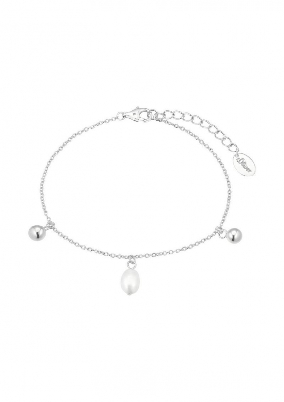 s.Oliver Silberarmband mit Perlenanhängern - silber