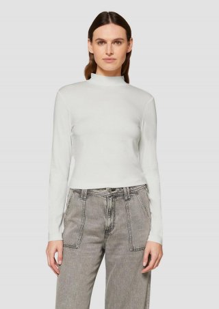 s.Oliver Schmal geschnittenes Langarmshirt aus Viskosemix - ecru