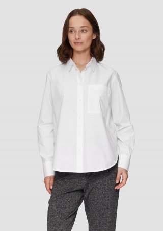 s.Oliver Hemdbluse aus Baumwolle mit Kontrast-Details - weiß