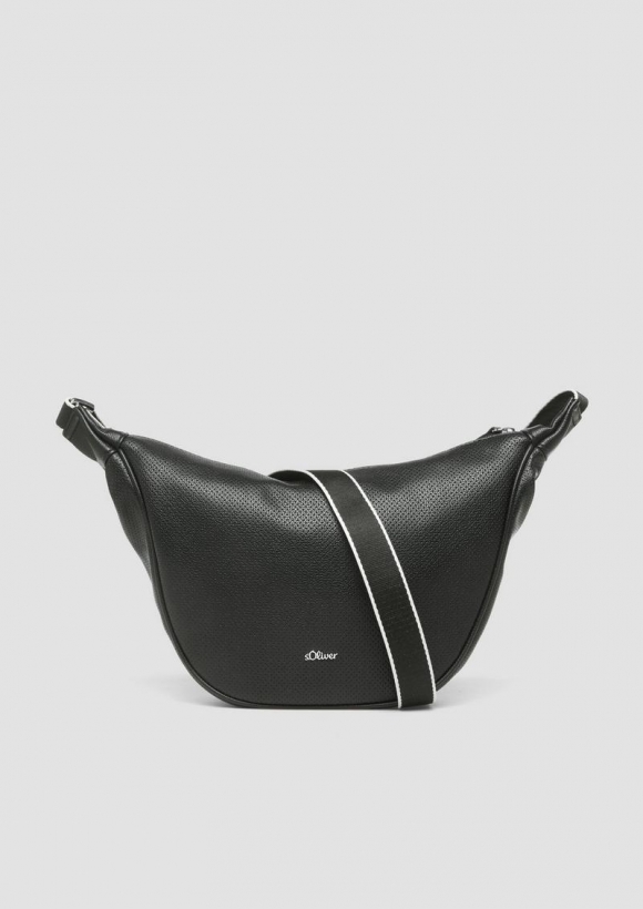 s.Oliver Schulter-Tasche mit Lochmuster und Logo-Detail - schwarz