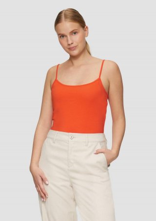 s.Oliver Spaghettiträger-Top aus Baumwollstretch im Slim Fit - orange