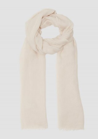 s.Oliver Leichter Schal aus Webware mit Fransen - beige