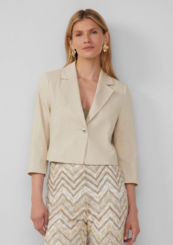 s.Oliver Cropped Blazer aus Leinenmix - helles beige