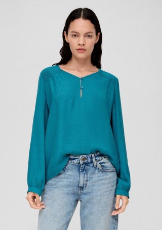 s.Oliver Bluse mit gesmokten Details - petrol