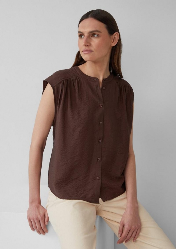 s.Oliver Oversized Bluse aus Viskosemix - mokka