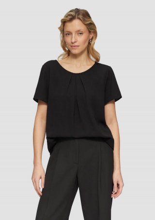 s.Oliver Bluse mit Schmuckkante - schwarz
