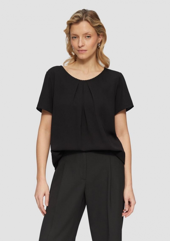s.Oliver Bluse mit Schmuckkante - schwarz