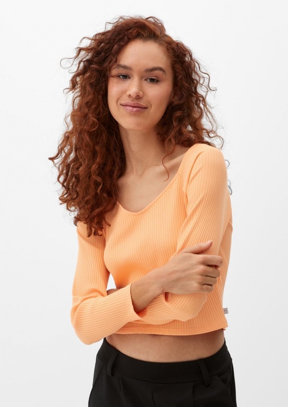 s.Oliver Longsleeve mit Rippstruktur - mango