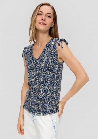 s.Oliver Ärmelloses Shirt mit Bindedetail an der Schulterpartie - tiefblau