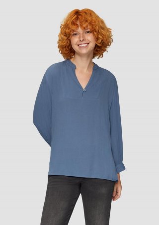 s.Oliver Viskose-Crêpe-Bluse mit 3/4 Arm - blau