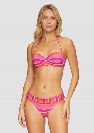 s.Oliver Bikinihose mit Umschlagbund und Streifen - fuchsia