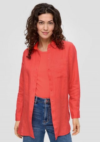 s.Oliver Lange Bluse aus Leinen - orange