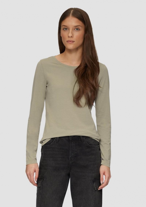 s.Oliver Longsleeve im Slim Fit aus Baumwollstretch - karamell