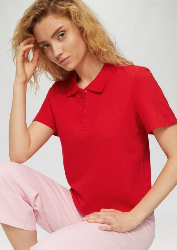 s.Oliver Piqué-Poloshirt aus Baumwollmix - rot