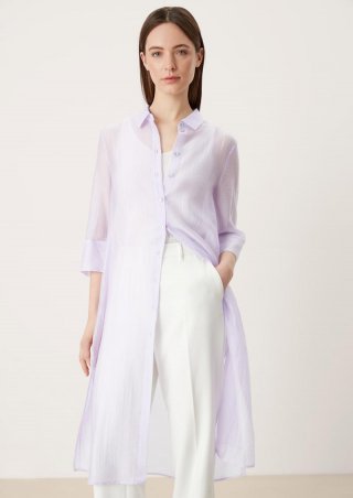 s.Oliver Longbluse in Crinkle-Optik - lavendel