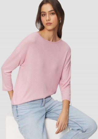 s.Oliver Weiches Shirt aus Viskosemix in Melange-Optik - zartrosa