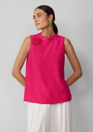 s.Oliver Strukturiertes Blusentop mit abnehmbarer Brosche - pink