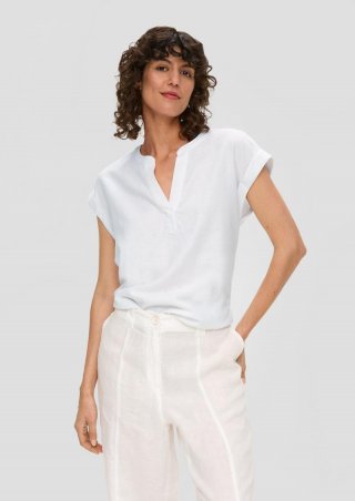 s.Oliver Blusenshirt aus Leinenmix - weiß