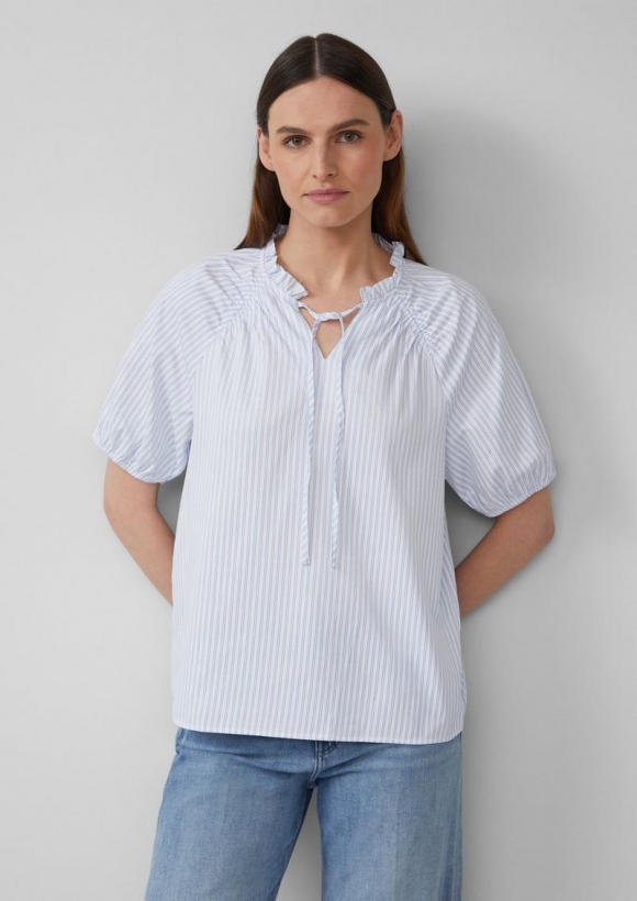 s.Oliver Bluse im Relaxed Fit mit Rüschenkragen - ecru