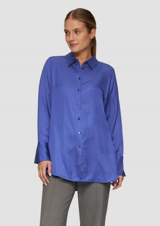 s.Oliver Longbluse aus Viskosesatin mit Metallknöpfen - royalblau
