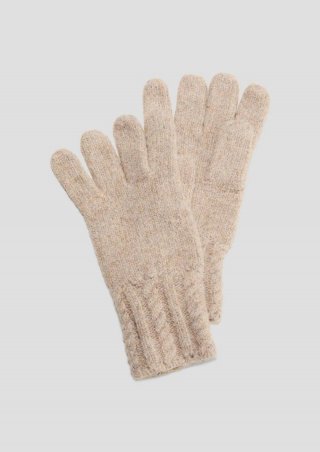 s.Oliver Strickhandschuhe aus Baumwollmix - sandfarben