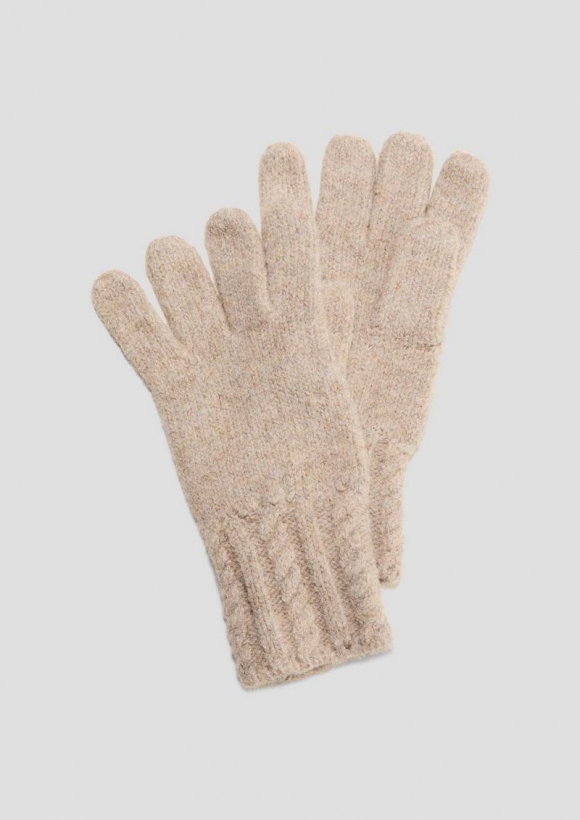 s.Oliver Strickhandschuhe aus Baumwollmix - sandfarben