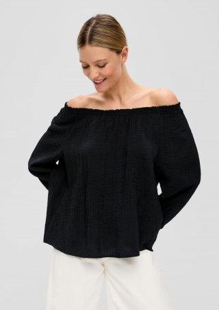 s.Oliver Off-Shoulder-Bluse aus Viskosemix - schwarz