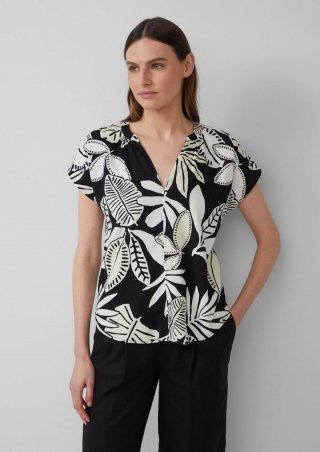 s.Oliver Ärmellose Bluse aus Leinenmix im Relaxed Fit - schwarz