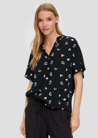 s.Oliver Viskosebluse mit All-over-Print - schwarz