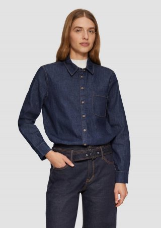 s.Oliver Denimhemd mit Kontrastnähten - blau